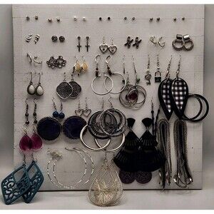 42 Pair Vintage to Now Lot Wearable Boho Glam Fashion Resell Jewelry Earrings -B